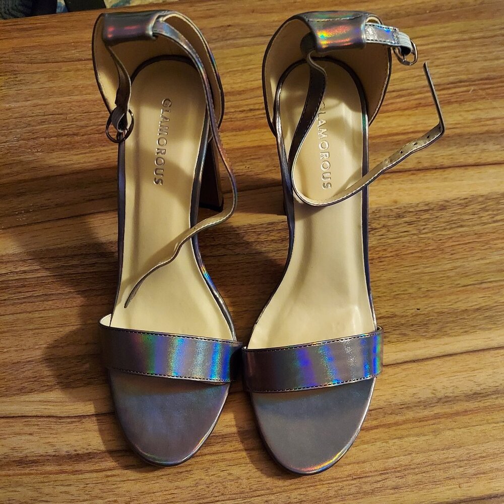 Glamorous Holographic Heeled Sandals